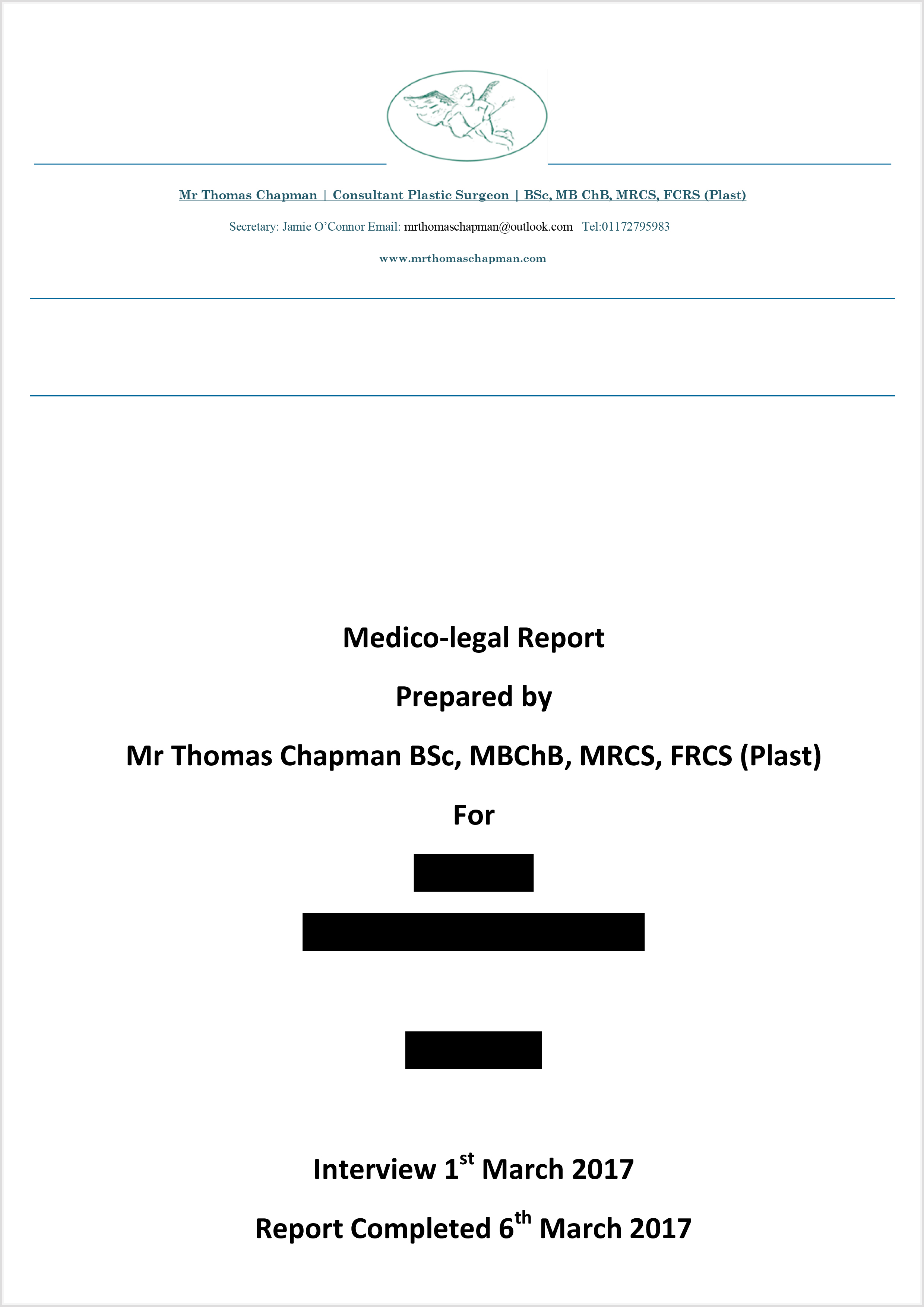 MedicoLegal Reporting Mr Thomas Chapman