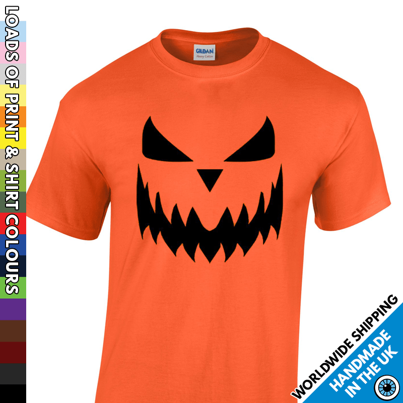 Mens Halloween Pumpkin Face Tshirt