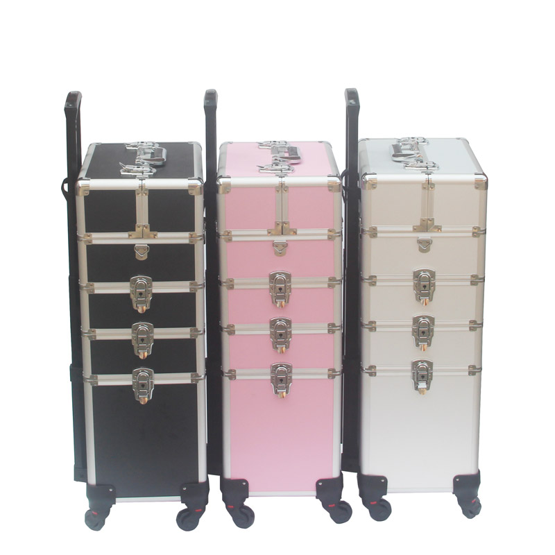 Universal Wheels 4 In 1 Aluminum Makeup Rolling Case MSACase