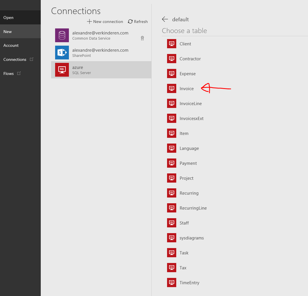 Microsoft PowerApps and inner join 2 sql tables Cloud management at