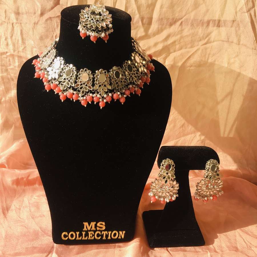 Alluring Peach Color Necklace Set MS Collection