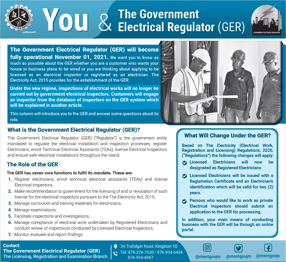 Government Electrical Regulator Ministry of Science, Energy