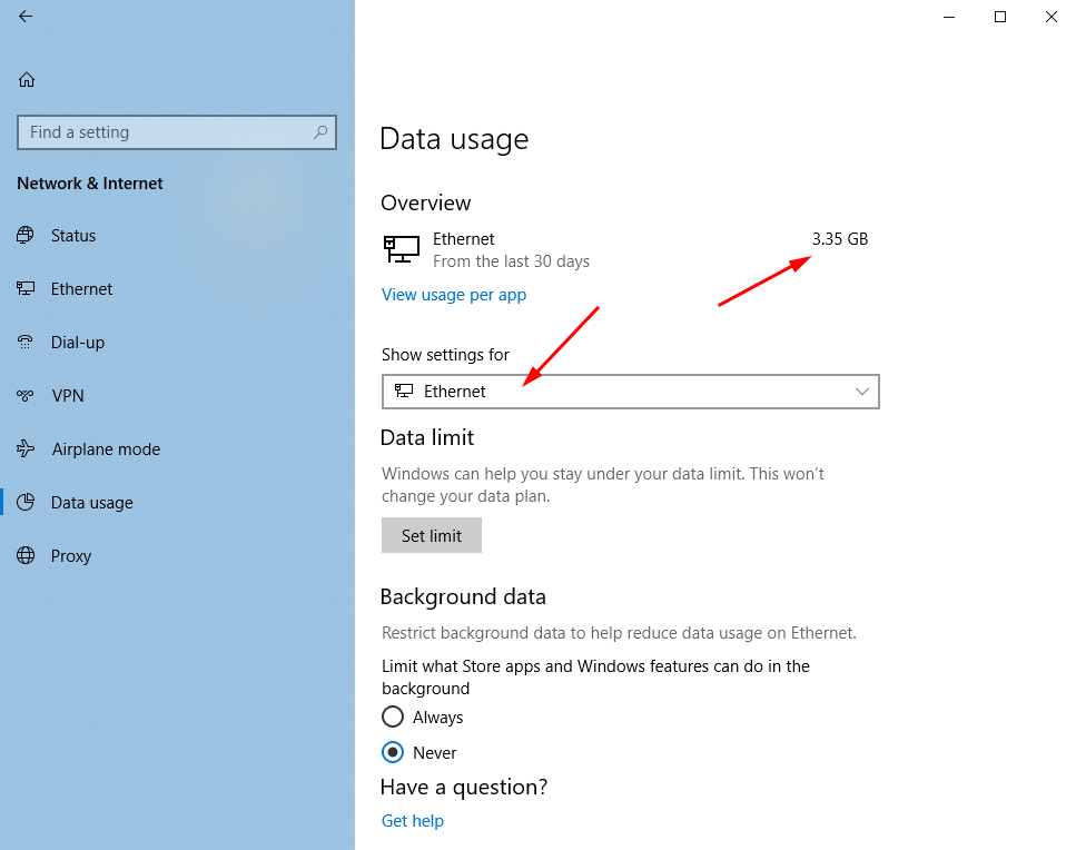 Check The Data Usage For Individual Networks In Windows 10