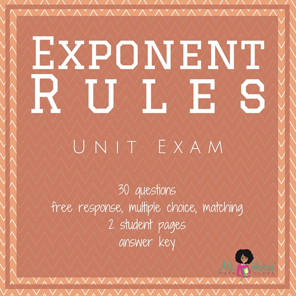 Exponent Rules Unit Test PDF