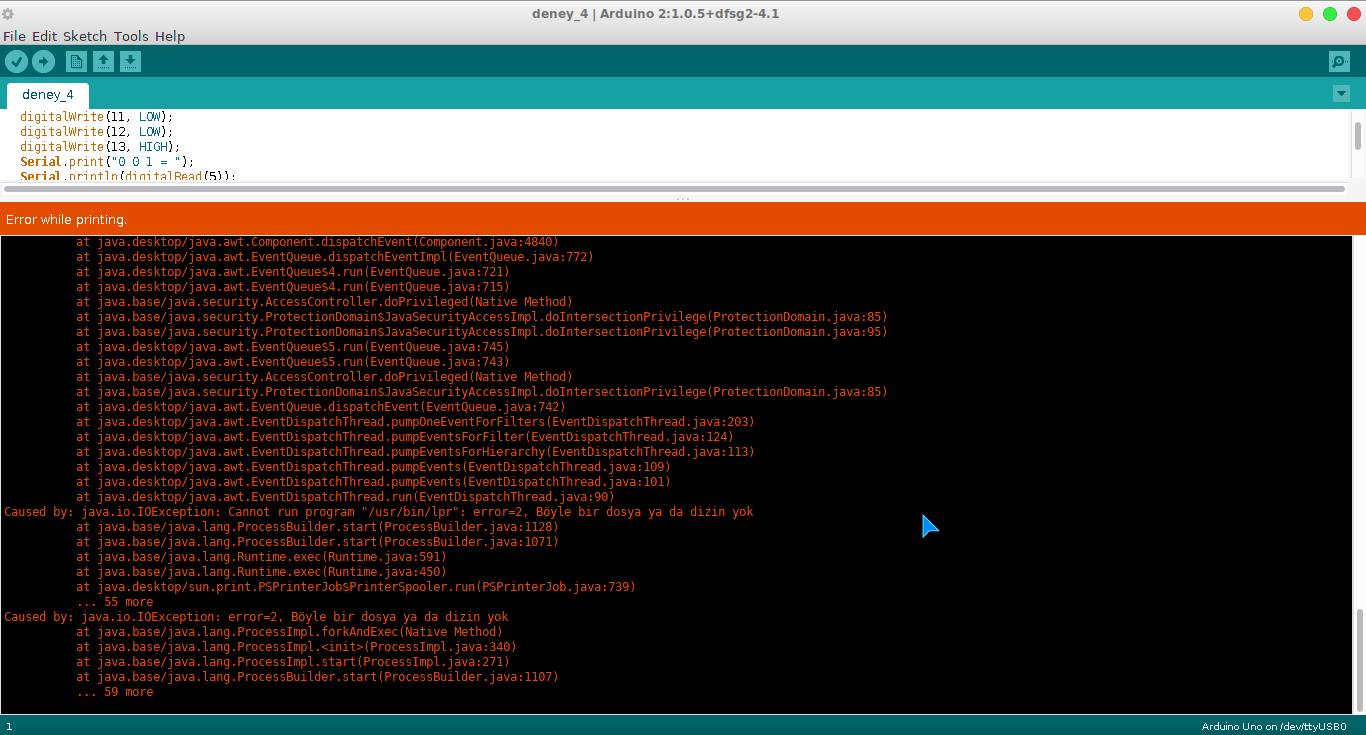Pardus 19 üzerinde Arduino'da java.io.IOException Problemi Nasıl Çözülür