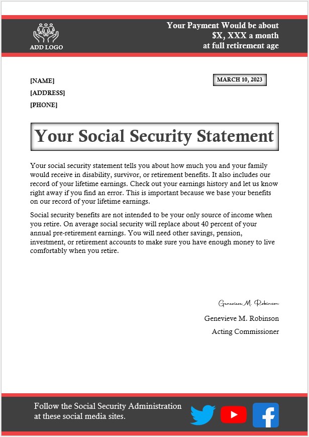 Free Social Security Statement Templates