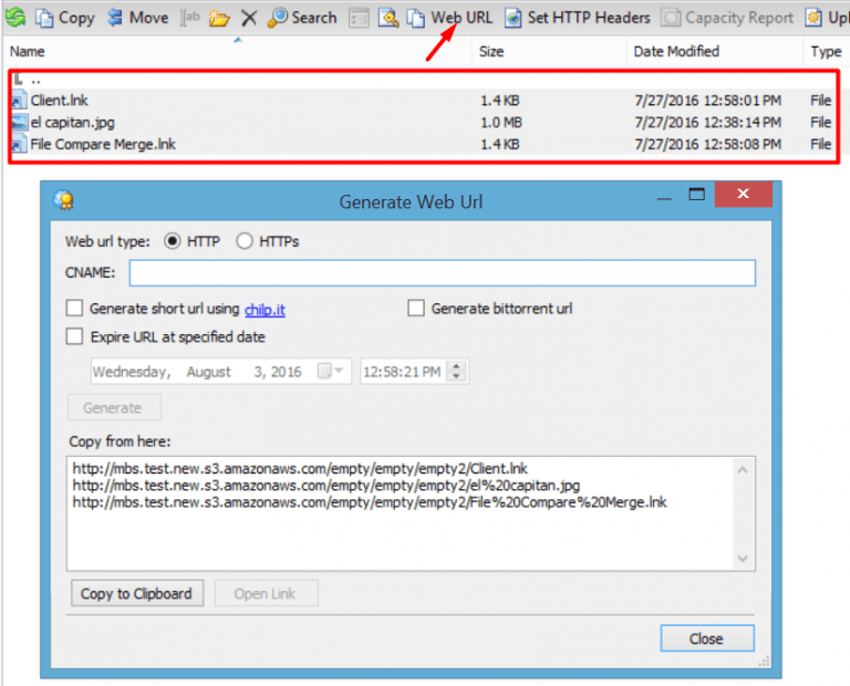 How to generate Amazon S3  URLs using MSP360 Explorer