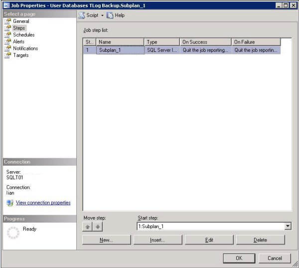 SQL Server 2005 transaction log backup maintenance plan via SSIS
