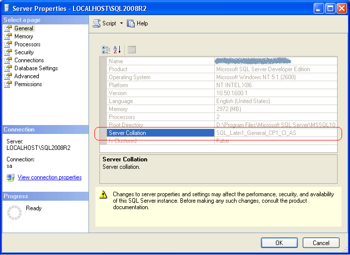 SQL Server Instance and Database Collation with TSQL and SSMS