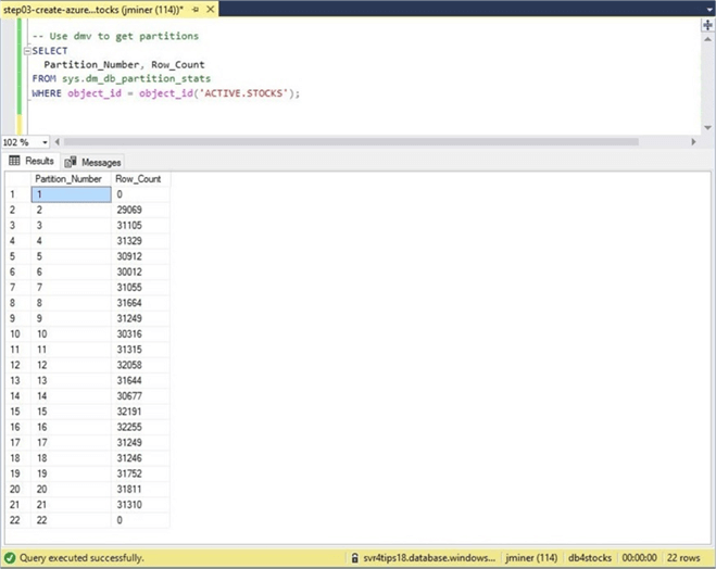 Azure SQL Database Table Partitioning Example