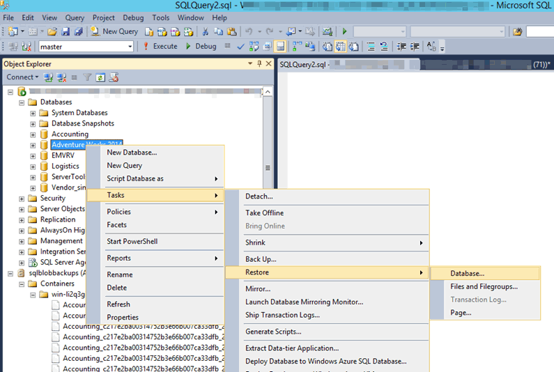 SQL Server managed backups to Azure