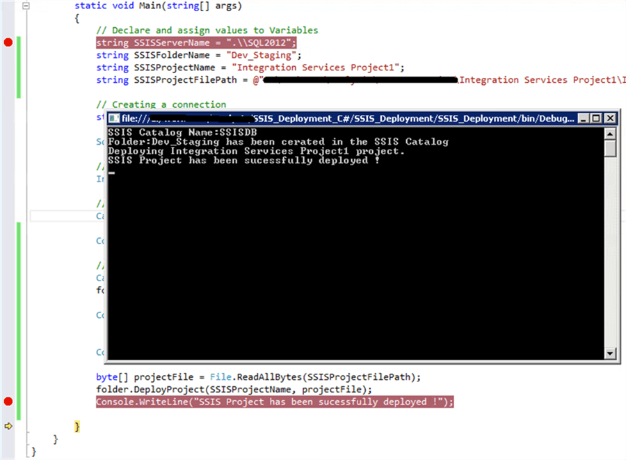 Deploy SQL Server Integration Services SSIS Projects Using C