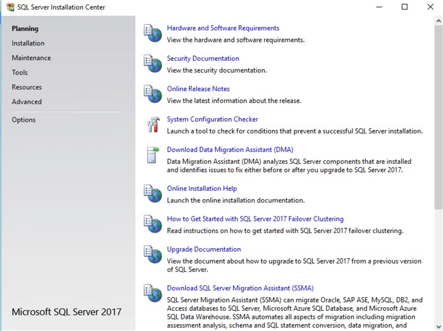 Steps to install a standalone SQL Server 2017 instance