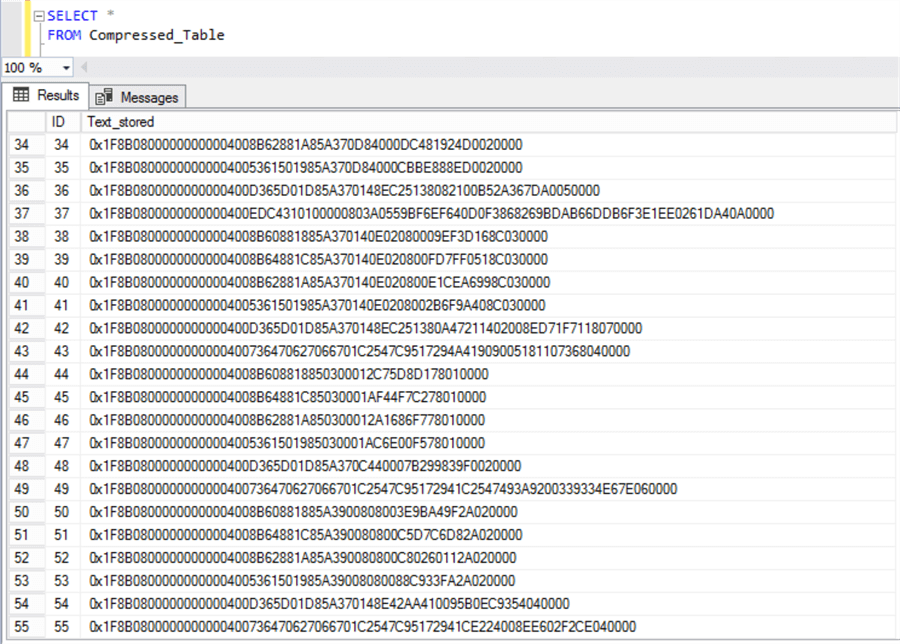 Using COMPRESS and in SQL Server to Save Disk Space