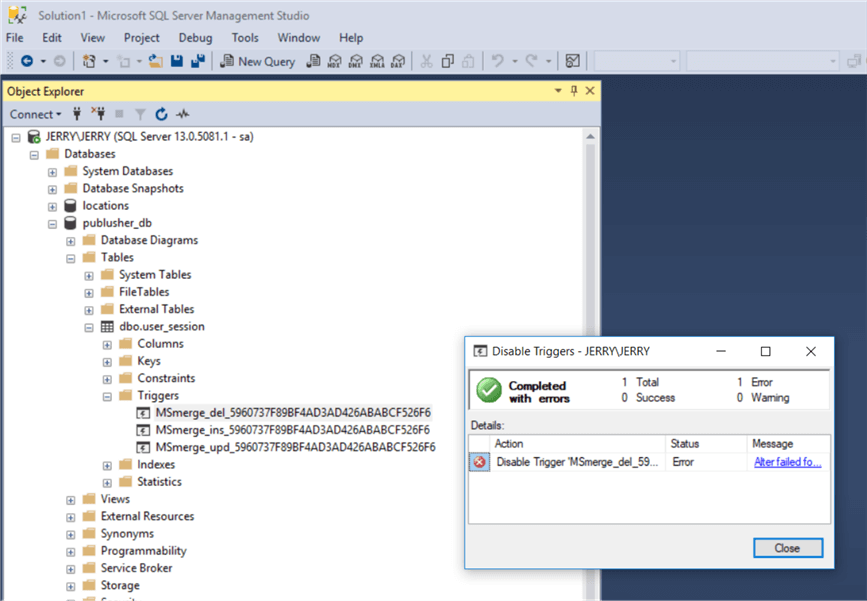 Disable Trigger On Table Sql Server