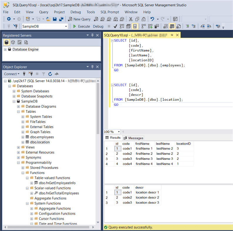 Working with SQL Server Functions and