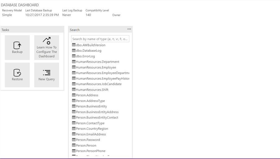 Customize Azure Data Studio with Dashboard Widgets