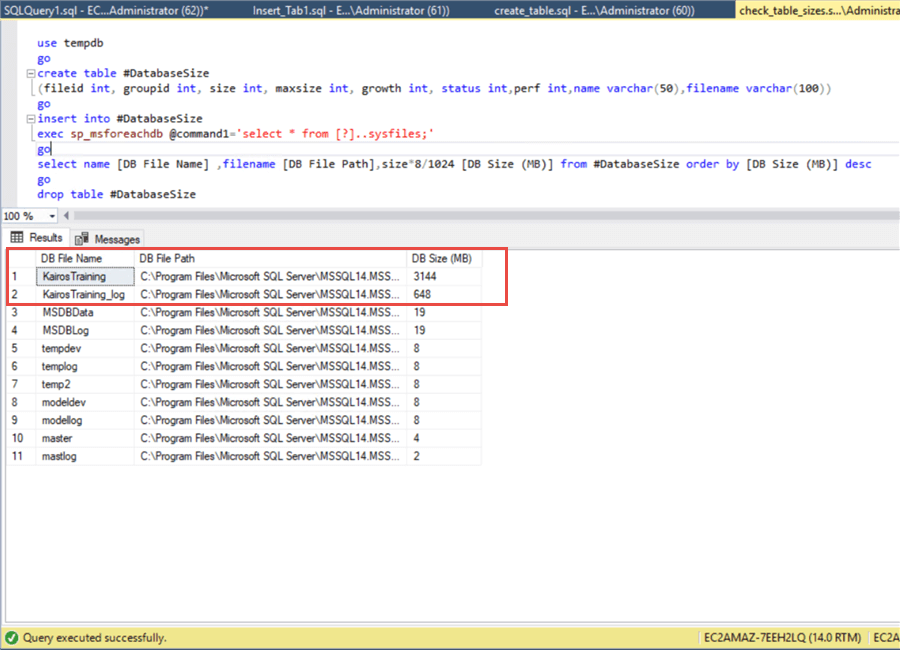 How To Check Table Size In Sql Server Database