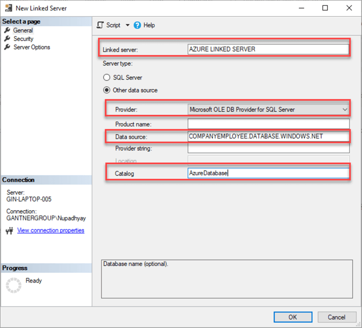 Create a SQL Server Linked Server to Azure SQL Database