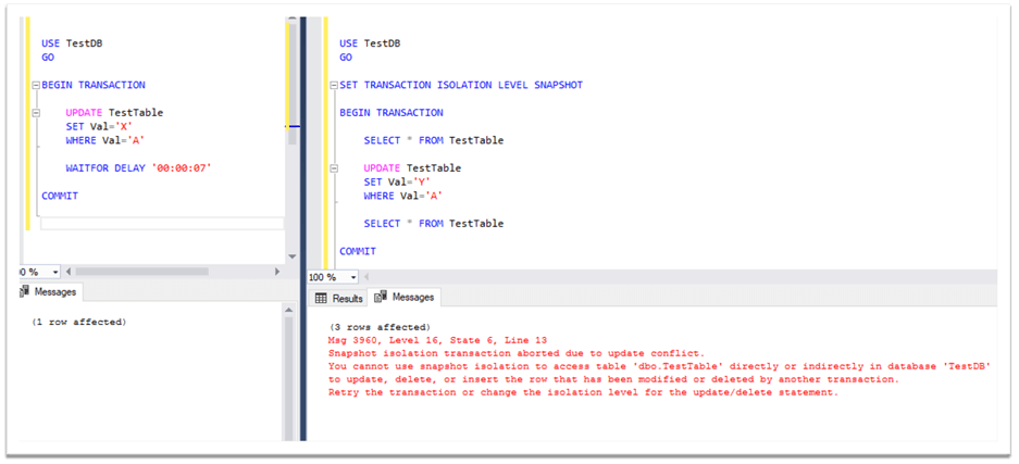 and SNAPSHOT_ISOLATION levels in SQL Server