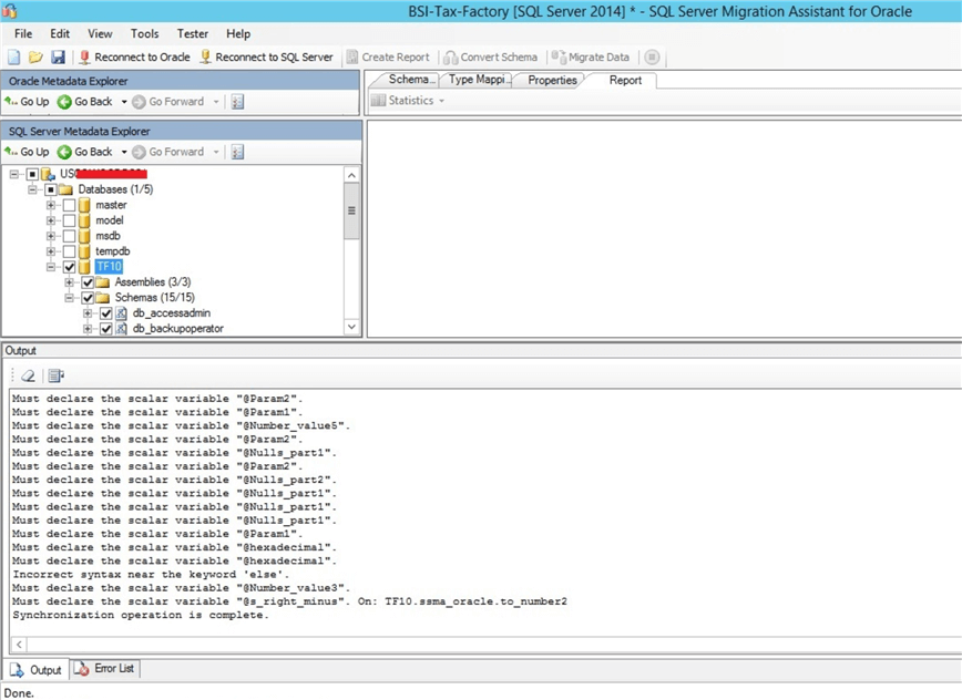 Oracle to SQL Server Migration Load Database Objects