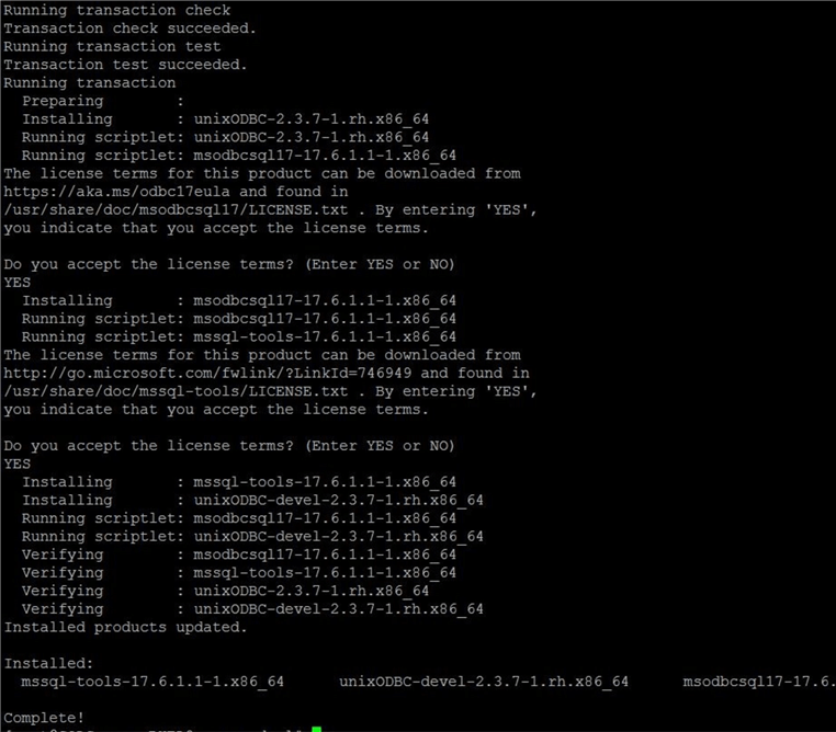 Install SQLCMD and BCP for SQL Server on Redhat Linux