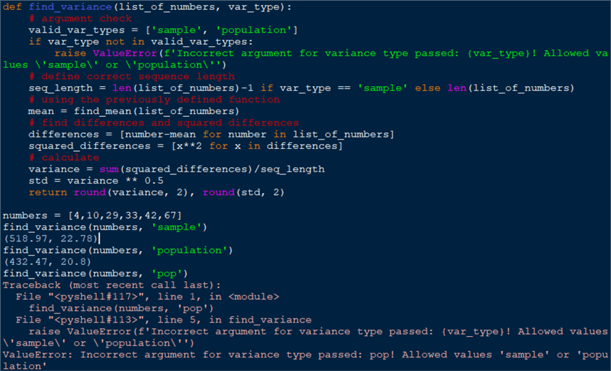 Python Statistics mean, median, mode, min, max, range, variance