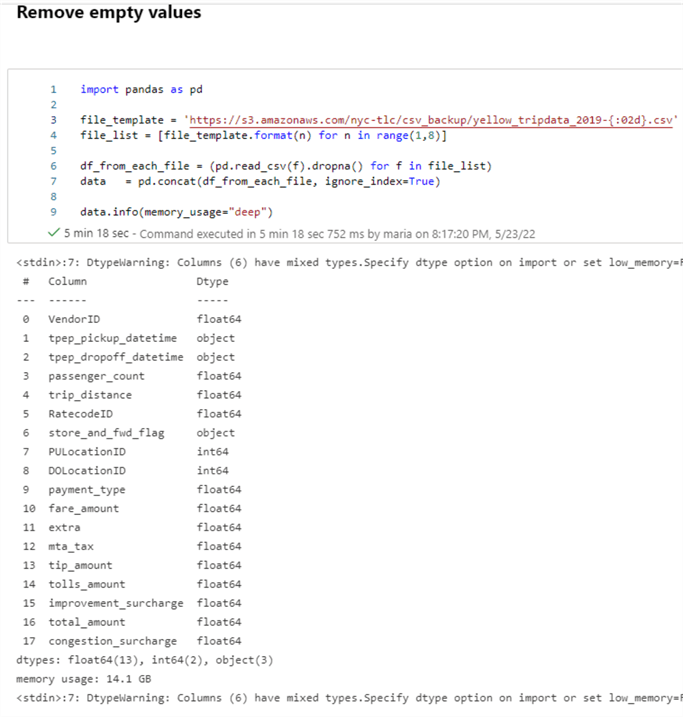 Pandas Dataframes Memory Error MemoryError unable to allocate