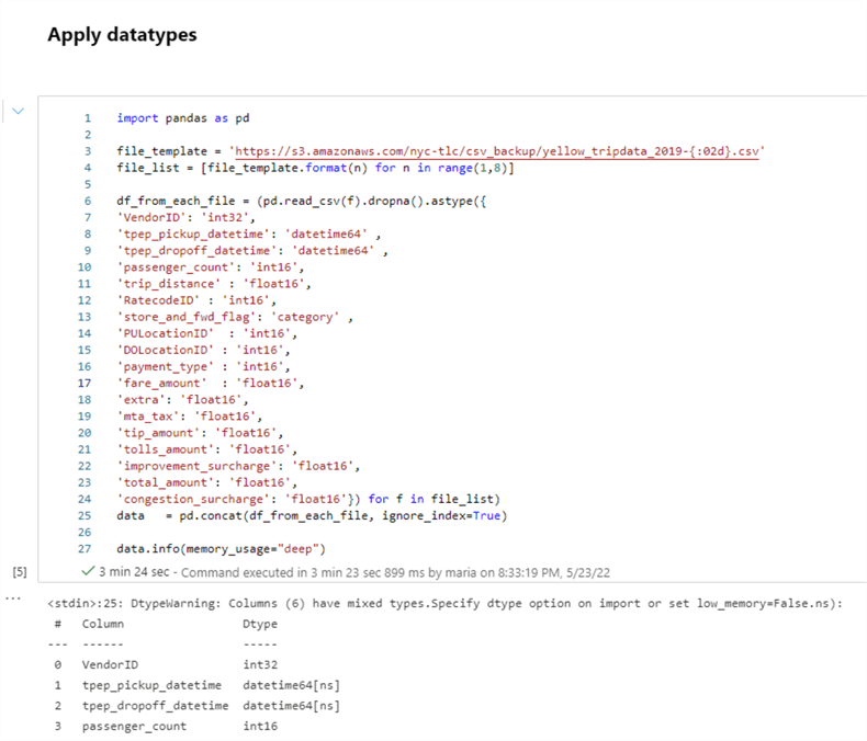 Pandas Dataframes Memory Error MemoryError unable to allocate