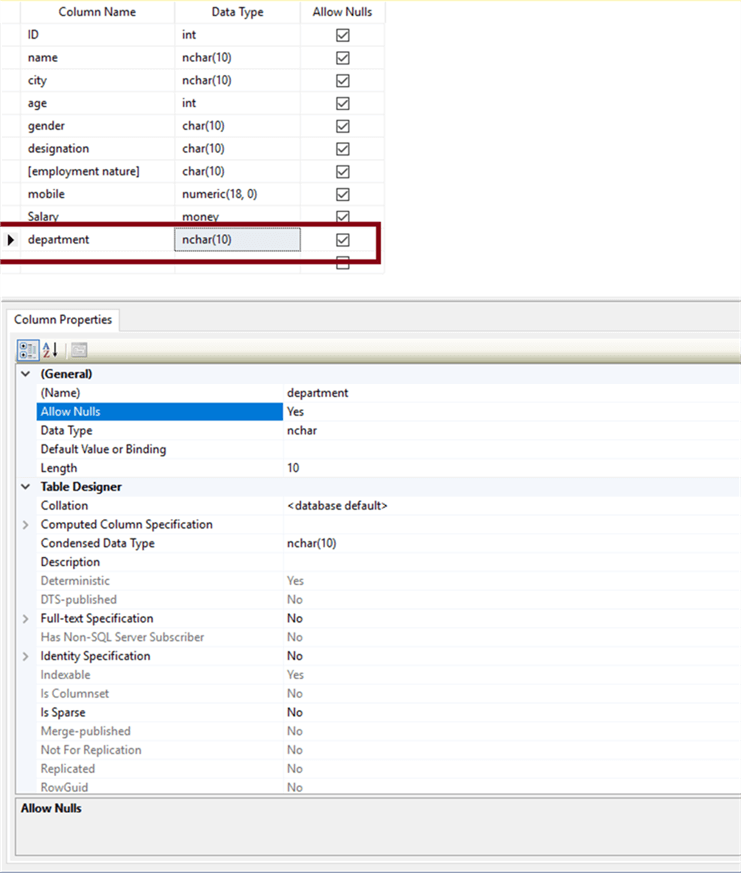 Add a Column in a Table in SQL