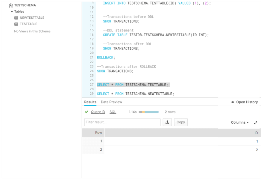 DDL and DML Statements in transactions for SQL Server and Snowflake
