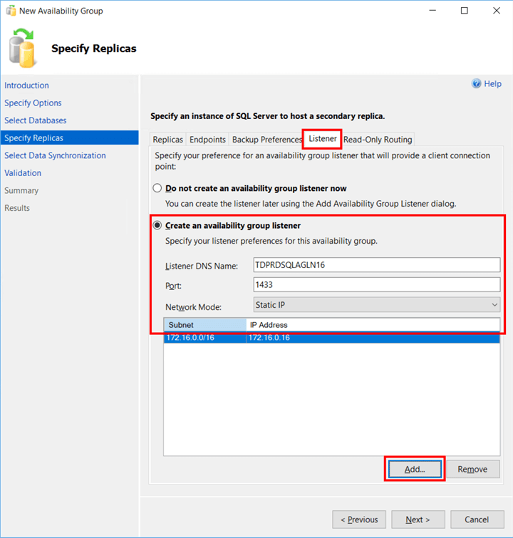 SQL Server Contained Availability Groups Configuration