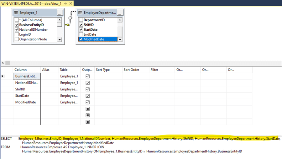 CREATE VIEW SQL Server Examples with TSQL and SSMS