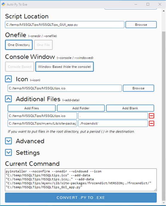 Build Standalone Python Executable Application