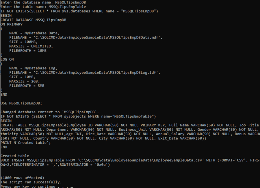 Create SQLCMD Batch Files to be Interactive and Reused