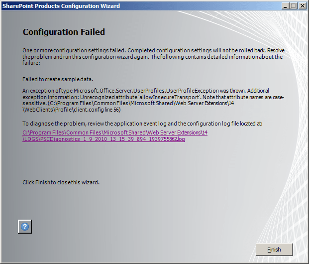 Brugerprofil Undtagelse Fejl under oprettelse af prøvedata i SharePoint