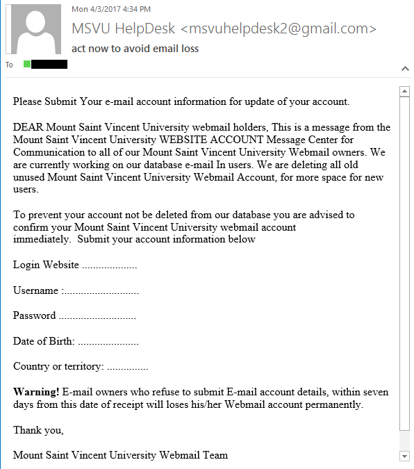 Phishing Email Examples