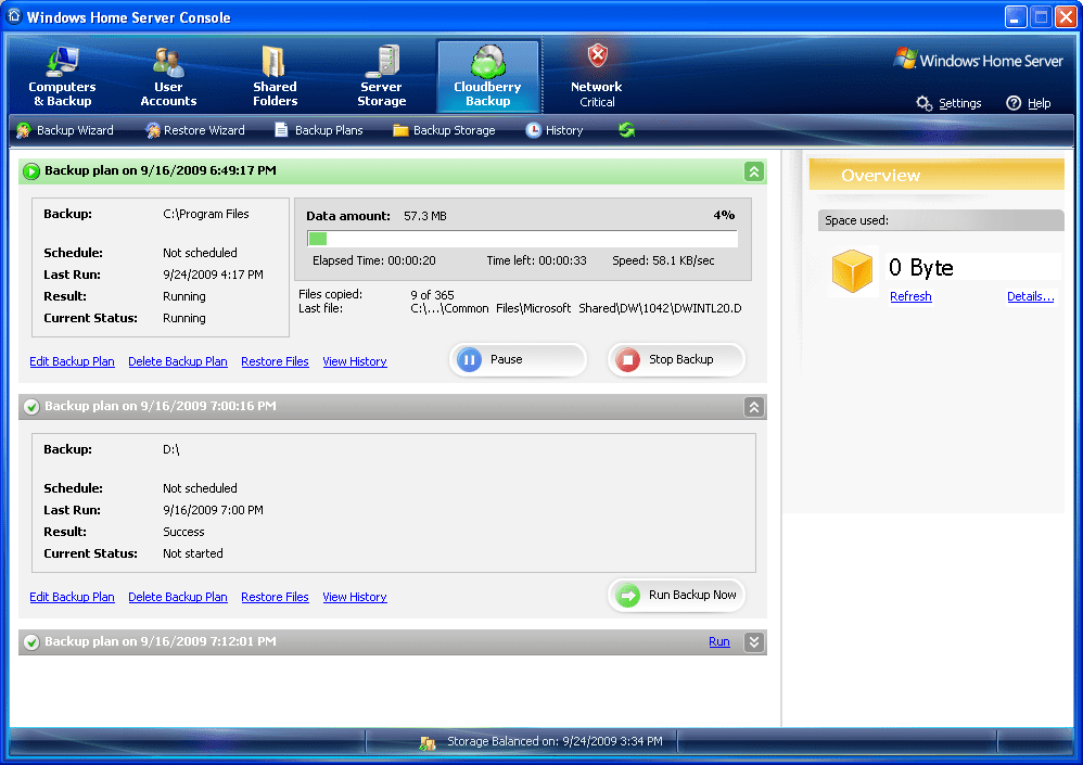 AddIn CloudBerry Backup for WHS 1.3.0.338 Beta