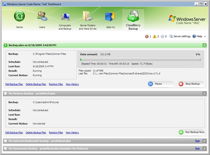 CloudBerry Backup for Vail in the Works