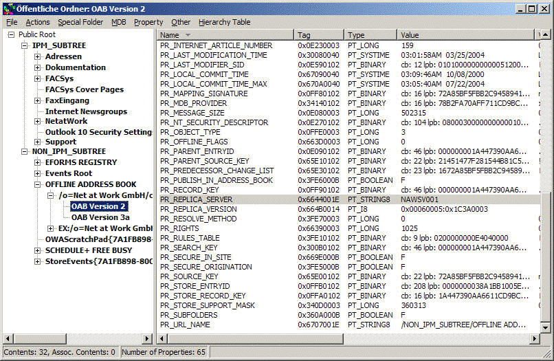 Microsoft Exchange MAPI Editor (früher MFCMAPI)
