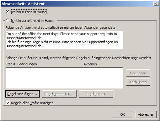 Out of Office Abwesenheitsassistent