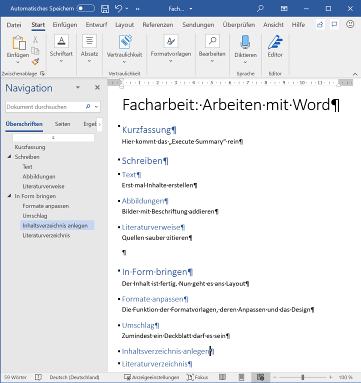 Facharbeit mit Word