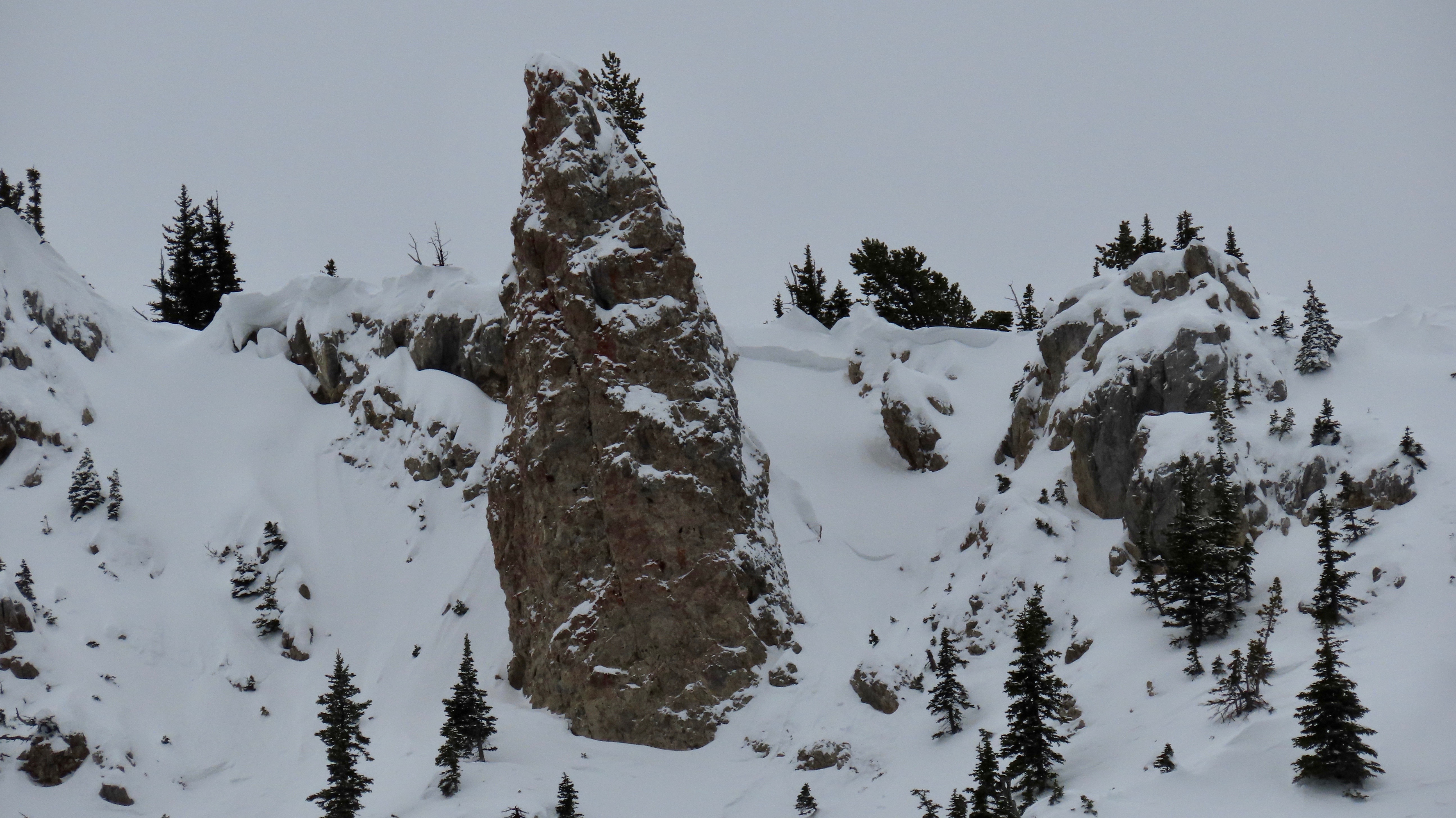 Avalanche on ridge north of Bridger Bowl Gallatin National Forest