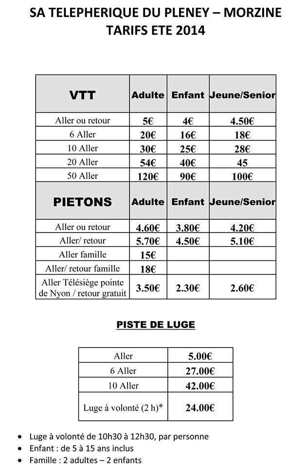 Summer 2014 Morzine Portes Du Soleil Mtb Lift Prices Mtbbeds