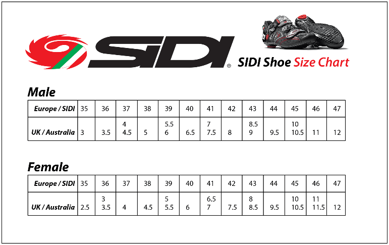 Sidi Motorcycle Boots Size Guide | Reviewmotors.co