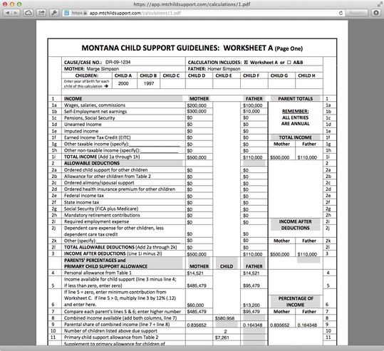 Product Tour Montana Child Support Calculator