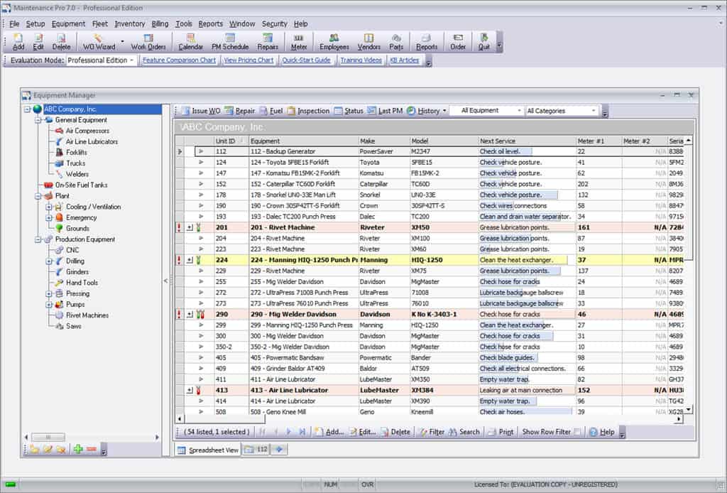 Maintenance Pro CMMS software equipment management