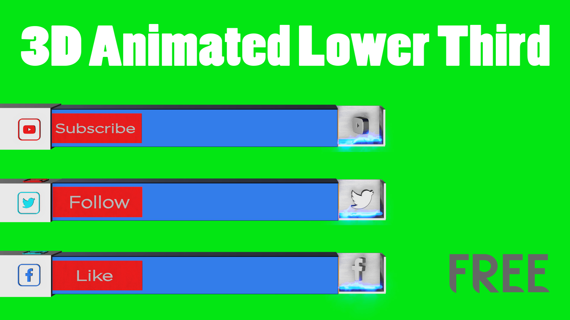 Download beautiful 3D animated social media lower thirds FREE