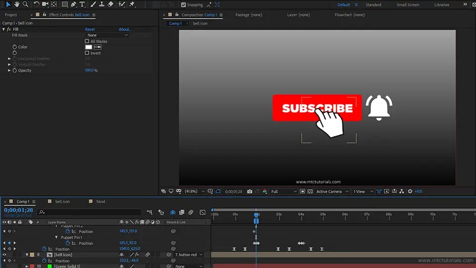 Subscribe button and bell icon Adobe after effects template mtc tutorials