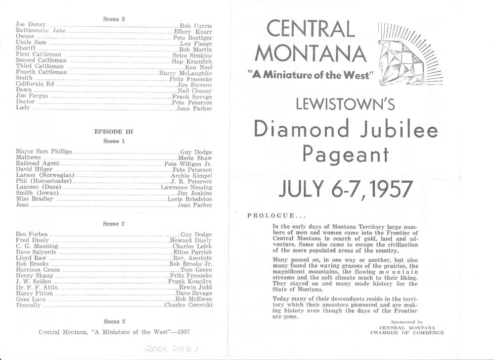 Lewistown's Diamond Jubilee Pageant program. Montana Memory Project